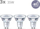 Philips LED-Energiesparstrahler – 35 W – GU10 – warmweißes Licht – 3 Stück – Energiekosten sparen
