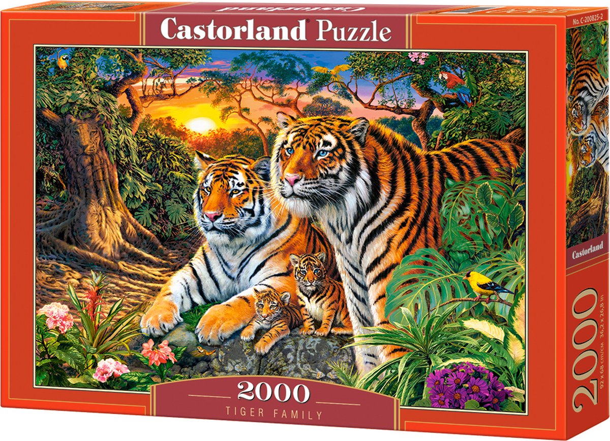 Castorland-Tigerfamilie – Puzzle – 2.000 Teile – Satin-Finish – perfekte Passform – europäische Qualität