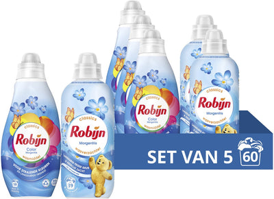 Robijn Perfect Match Waschmittel- und Weichspülerpaket – Morning Fresh – 5 Stück – (60 Wäschen) – Vorteilspack