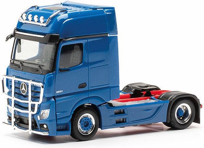 Herpa Mercedes Benz Actros G. + Frontschutzbügel und Lampenhalterung, blau, Maßstab 1:87
