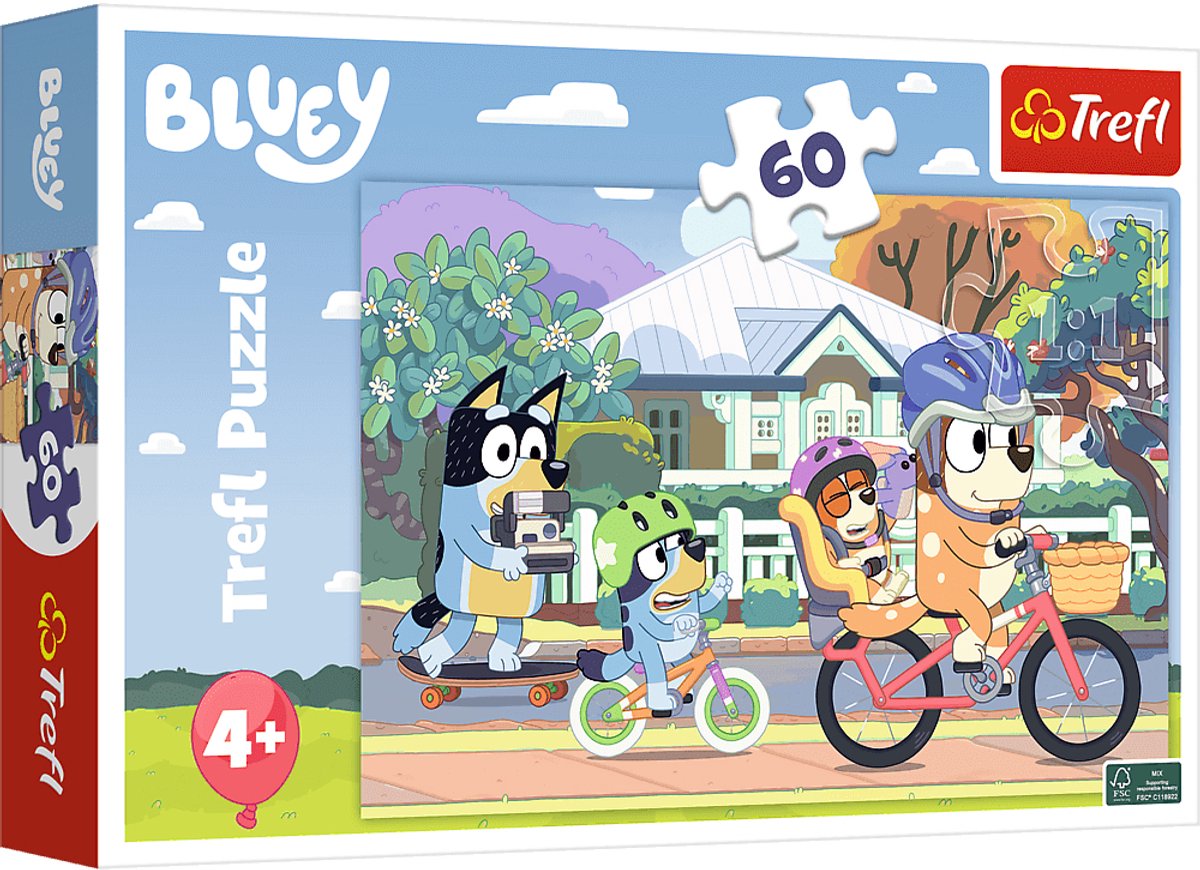Trefl Puzzle bluey – fröhliches Kinderspiel 60 Teile.