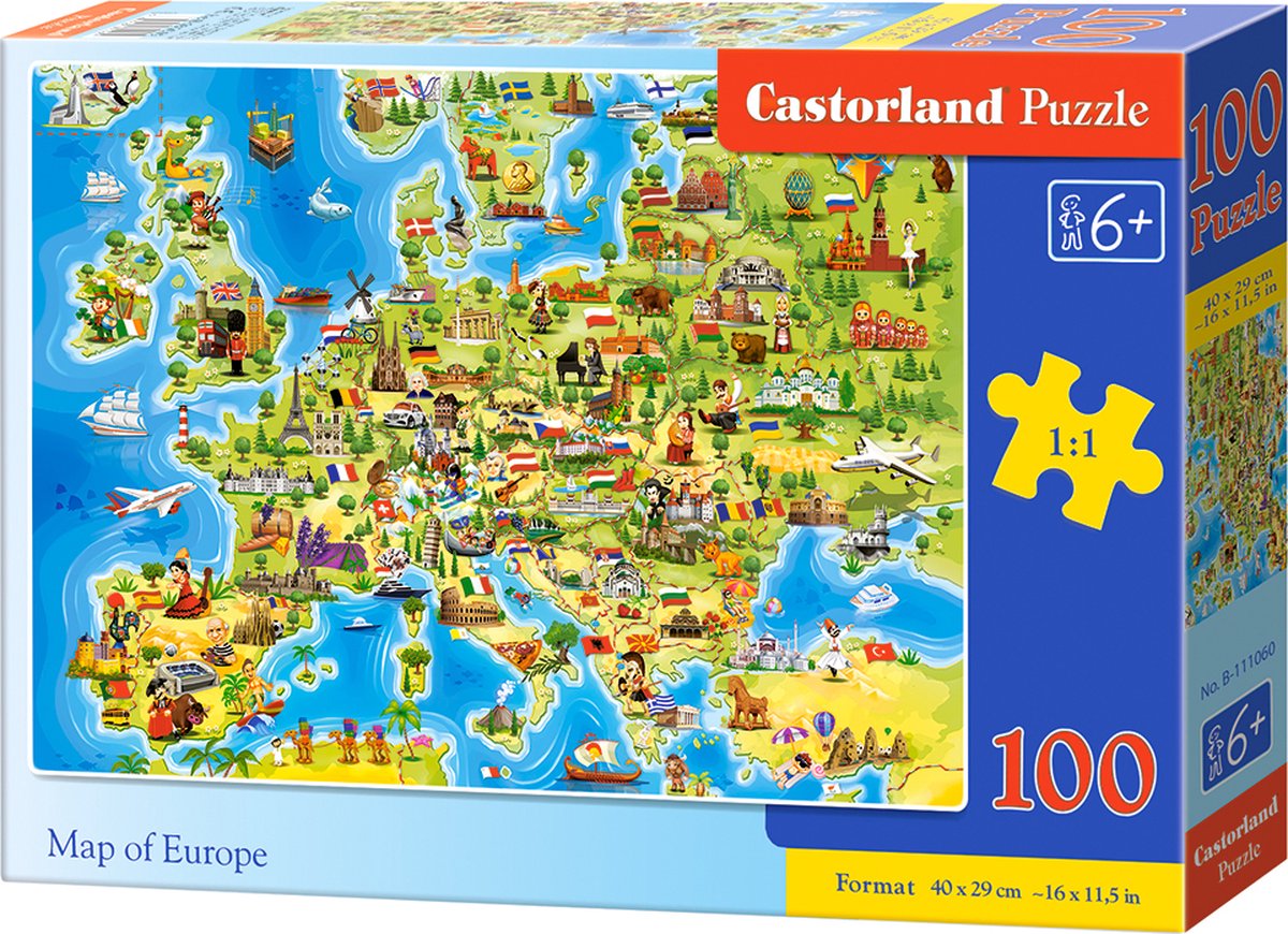 Castorland-Karte von Europa – Puzzle – 100 Teile – lehrreich – Premium-Qualität