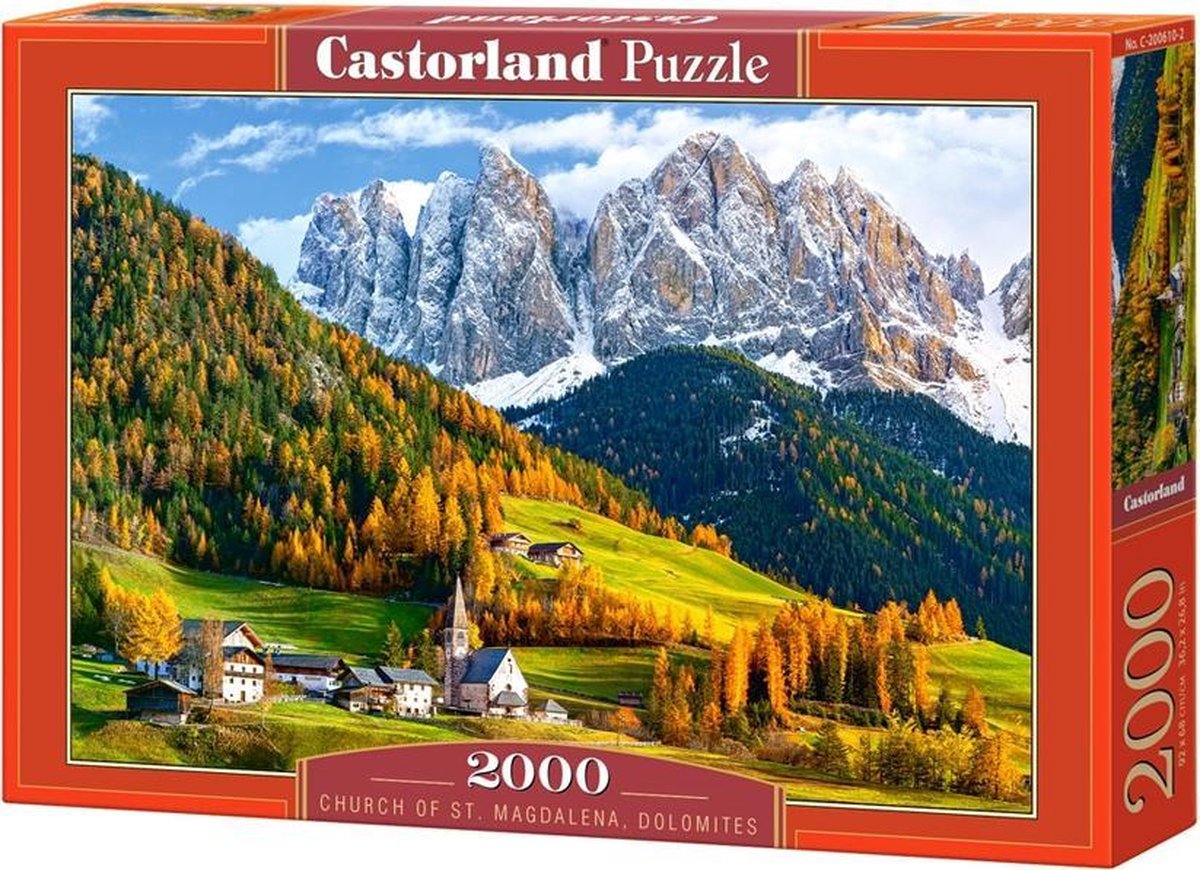 Castorland-Kirche von St. Magdalena Dolomiten – Puzzle – 2.000 Teile – Satin-Finish – perfekte Passform – europäische Qualität