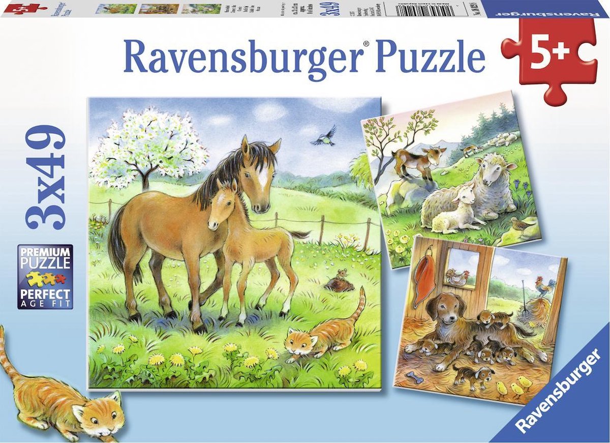 Ravensburger Puzzle Kuschelzeit - 3x49 Teile - Kinderpuzzle