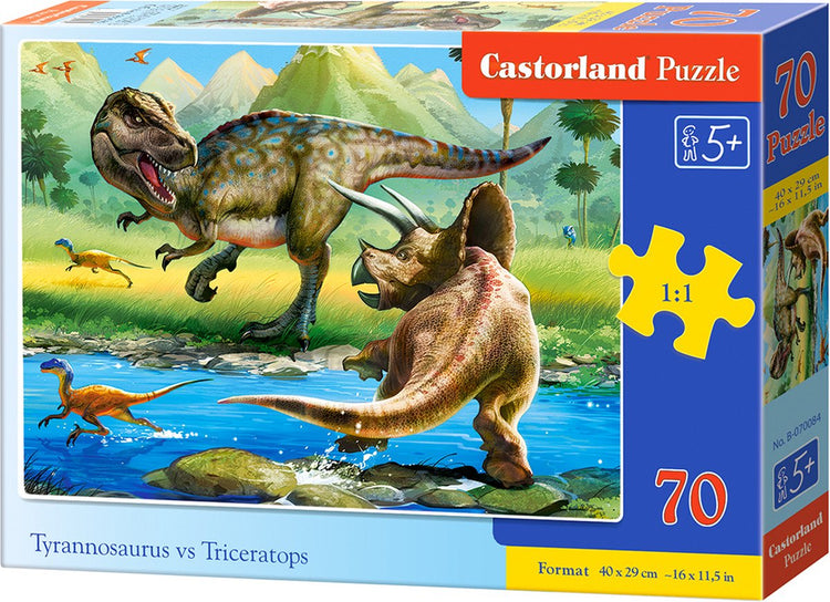 Castorland Tyrannosaurus vs. Triceratops – Puzzle – 70 Teile – Dinosaurier – Premium-Qualität