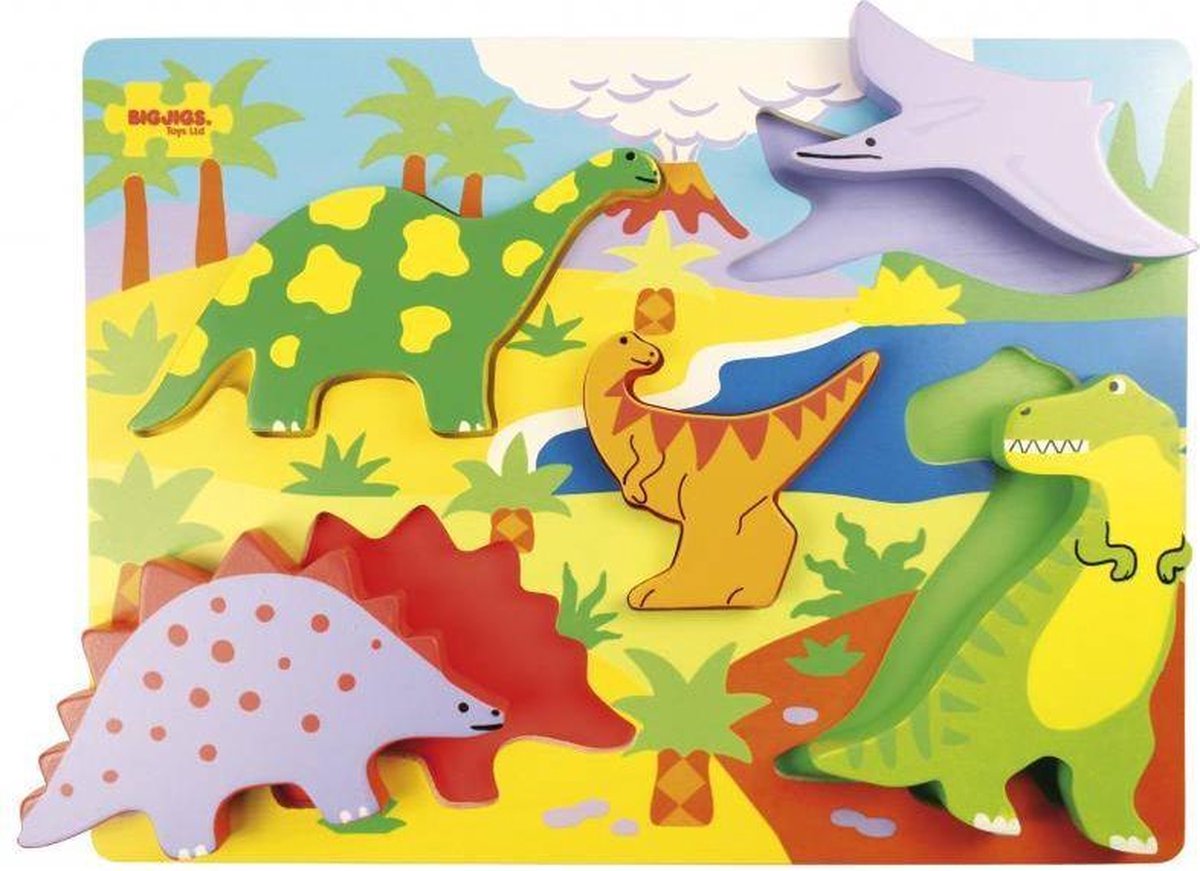 Bigjigs Holzpuzzle Dinosaurier - 5 Teile.