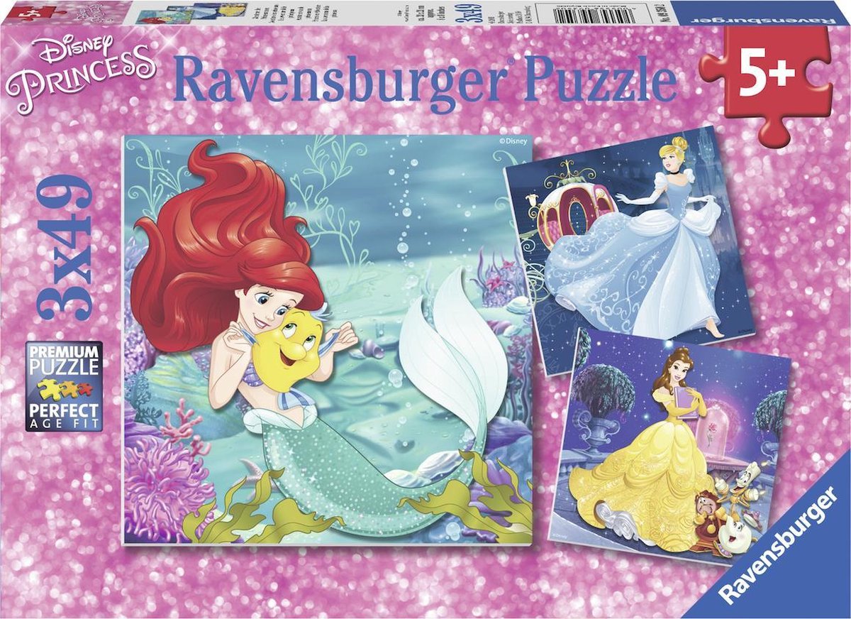 Ravensburger Puzzle Disney Princess Abenteuer der Prinzessinnen – drei Puzzles – 49 Teile – Kinderpuzzle
