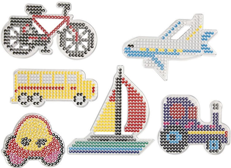 Creativ Company Grundplatte, Auto, Flugzeug, Boot, Traktor, Bus und Fahrrad, Maße 9x9,5 + 11x16 cm, mittel, 6 Stück 1 Karton