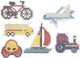 Creativ Company Grundplatte, Auto, Flugzeug, Boot, Traktor, Bus und Fahrrad, Maße 9x9,5 + 11x16 cm, mittel, 6 Stück 1 Karton