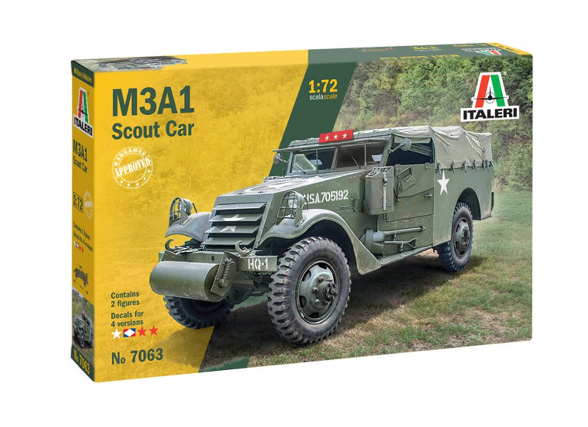Italeri Modellbausatz Militärfahrzeuge – 7063 M3A1 Scout Car Kunststoff – 1:72 – Modellbau