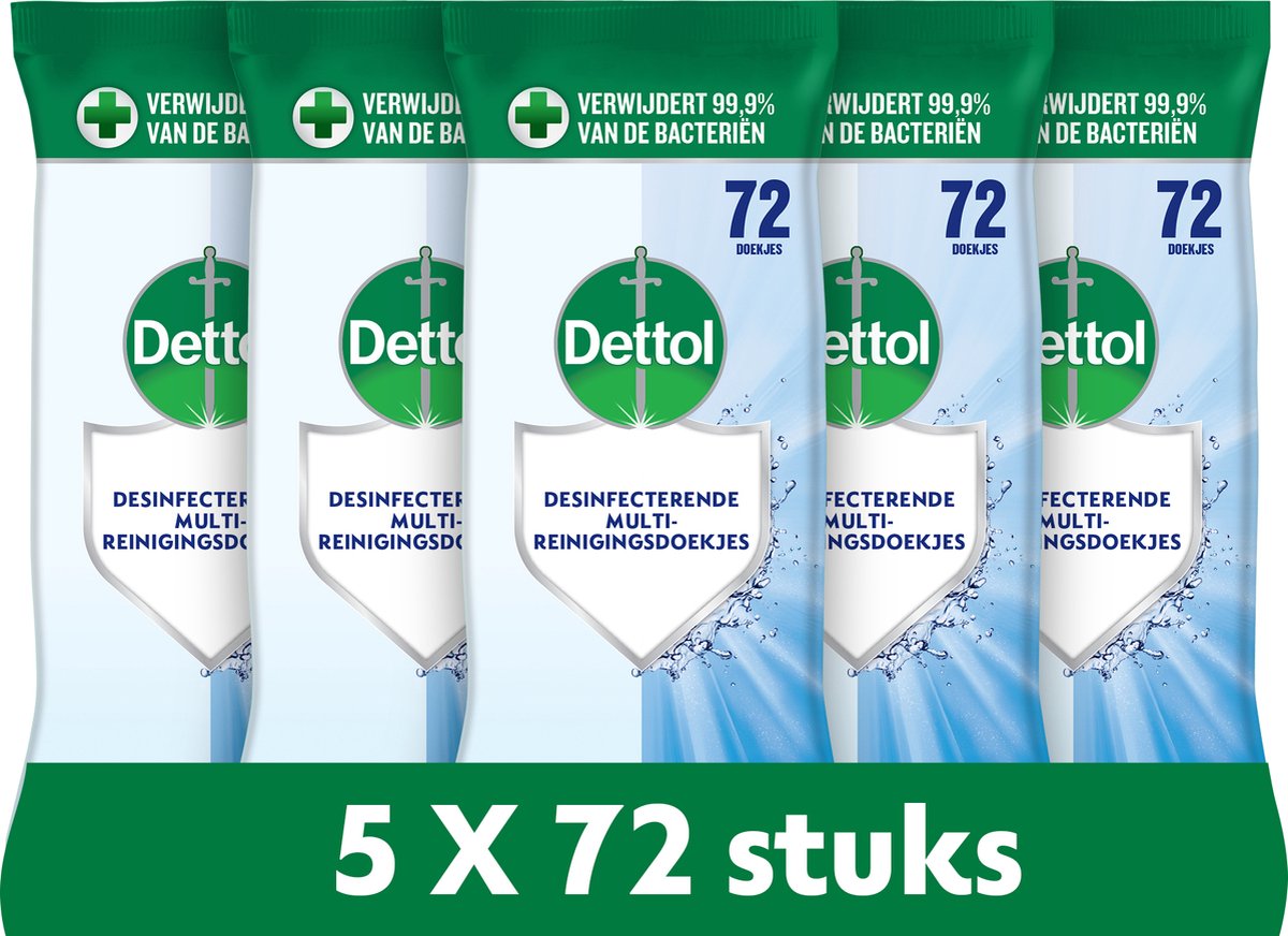 Dettol Desinfektions-Reinigungstücher – Reiniger – 72 Stück – 5 Stück – Vorteilspackung