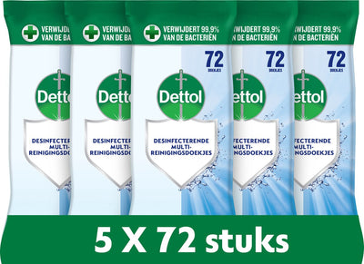 Dettol Desinfektions-Reinigungstücher – Reiniger – 72 Stück – 5 Stück – Vorteilspackung
