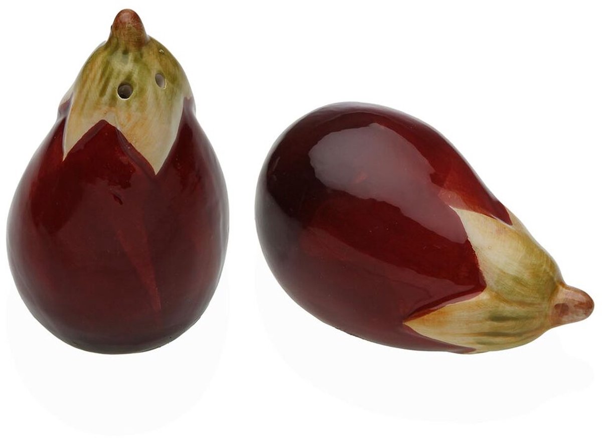 Versa Salz- und Pfefferstreuer aus Keramik, Dolomit, Aubergine, 8,5 x 5,3 x 5,1 cm