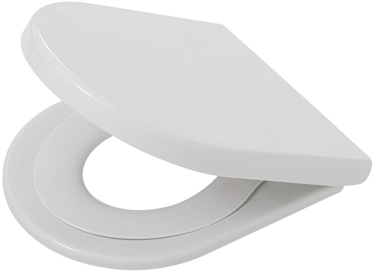 Tiger Turley - Toilettensitz - Toilettensitz mit Kindersitz - D-Form - Thermoplast - Absenkautomatik - leicht zu reinigen - Weiß