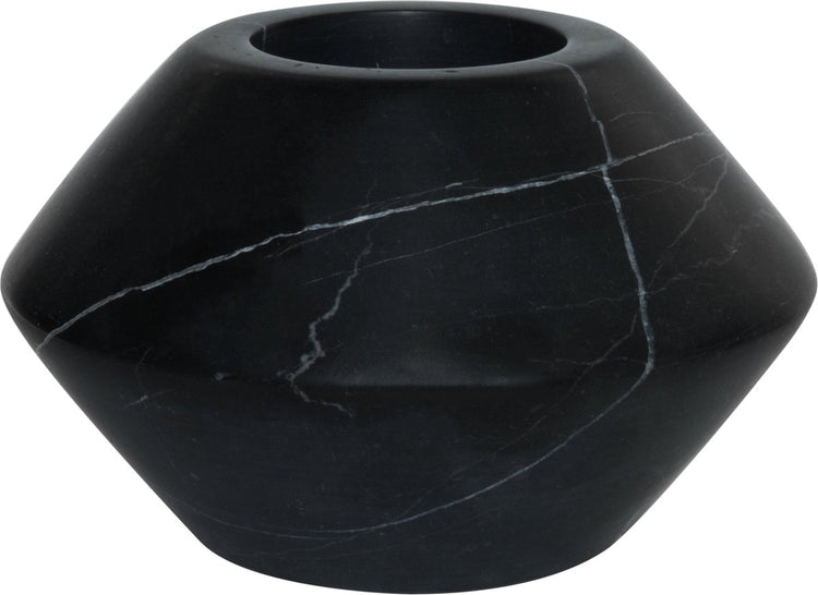 Zweig-Design-Teelicht Maysa 3 – Marmor – 12 x 7 cm – schwarz
