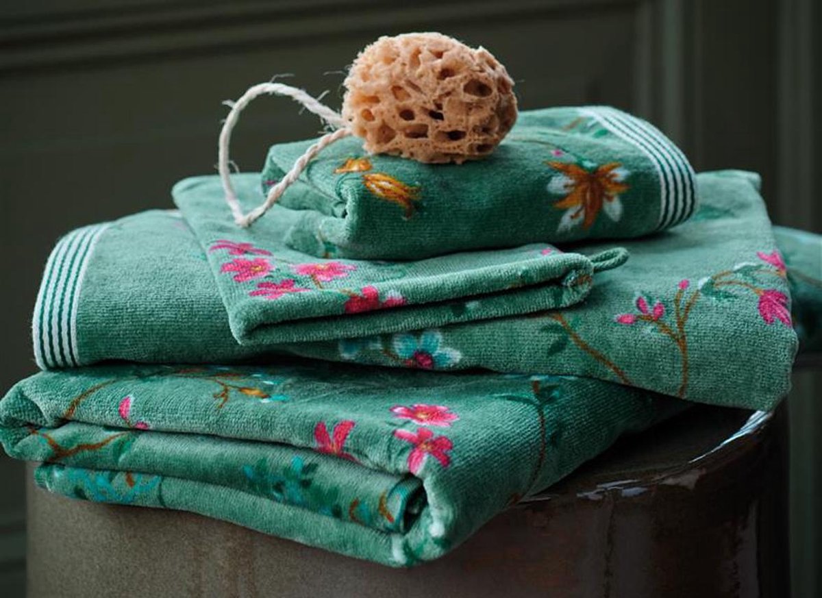 Pip Studio Badewäsche Les Fleurs grün – Handtuch 55 x 100 cm