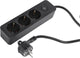 Q-Link-Steckdose - 3-fach - mit Schalter - flach - 3 x 1,5 mmâ² - 1,5 m - PVC - schwarz