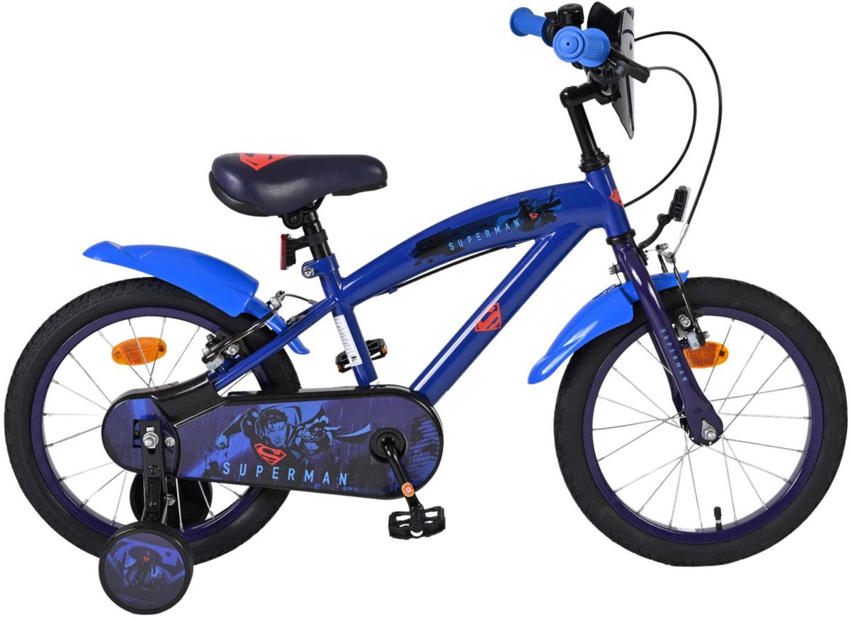 Superman Kinderfahrrad – Jungen – 16 Zoll – Blau – zwei Handbremsen