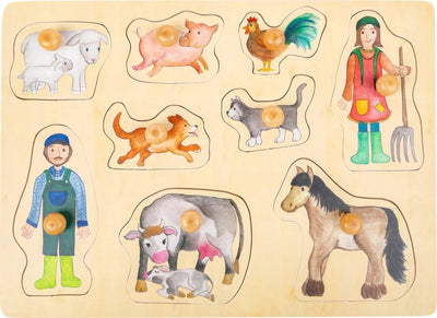 Small foot shape puzzle farm wood junior 9 pieces