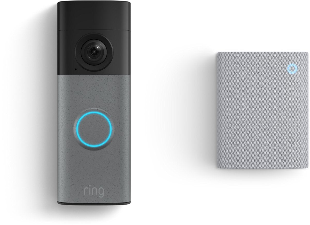 Ring Video-Türklingel mit Akku (neueste Generation) – mit Glocke – gesprenkeltes Grau