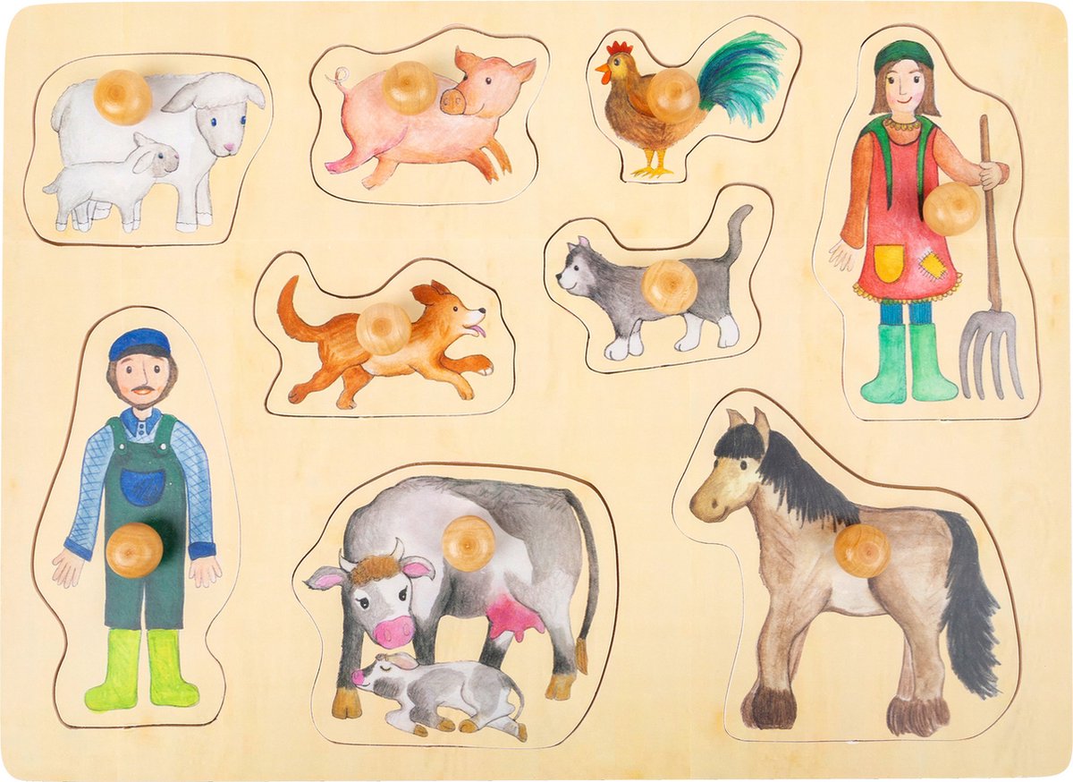 Small foot shape puzzle farm wood junior 9 pieces