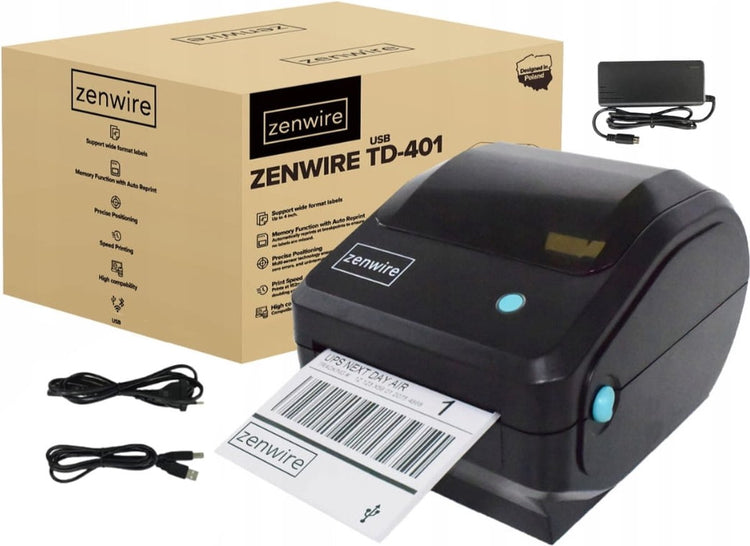 Zenwire TD-401 Etikettendrucker A6 – Versandetikettendrucker und Etikettendrucker – Geschwindigkeit 152 mm s – 108 mm Breite – USB-Anschluss – DHL Postnl – Thermodirekt