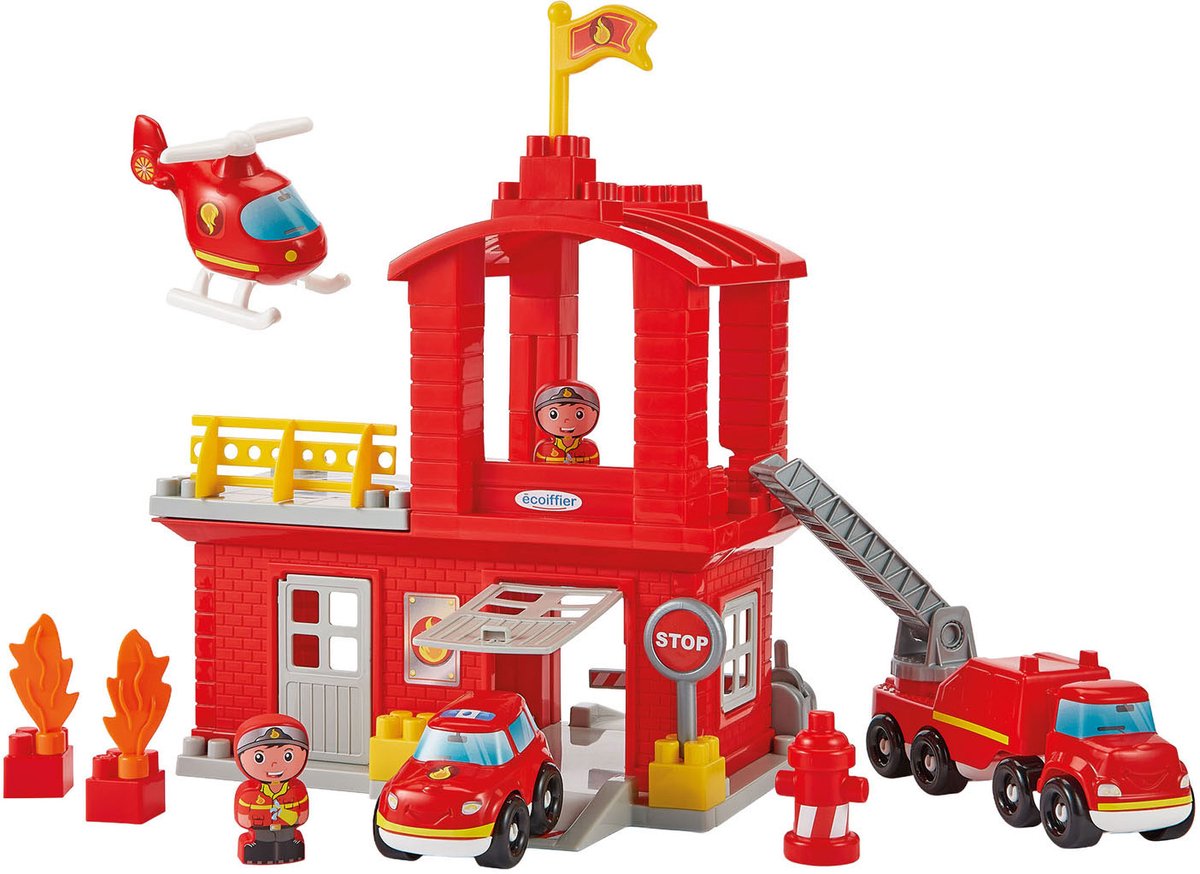 Ecoiffier-Feuerwache aus Stein mit 3 Fahrzeugen