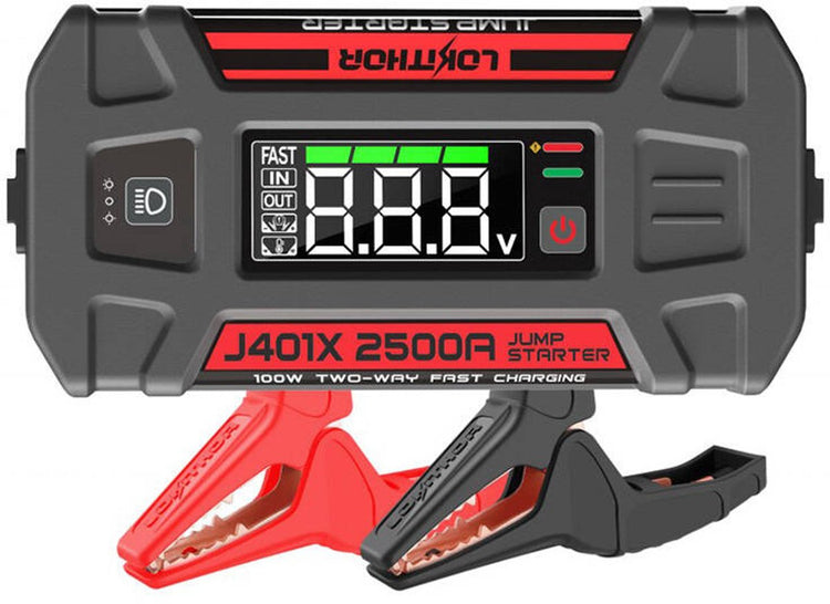 Lokithor Starthilfe j401x – 12 V – Startleistung 2500 A – Powerbank – Taschenlampe – geringe Selbstentladung