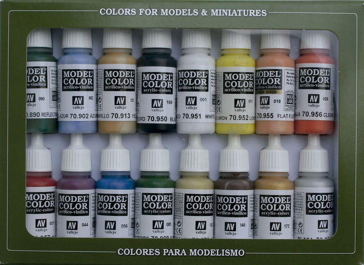 Vallejo Hobby Paint Acrylfarbe – 70140 Basic Colors USA – Modellfarbe – Acrylset Farbset – 16x 17 ml