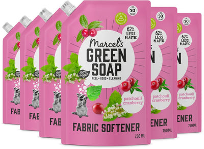 Marcel's grüne Seife, Nachfüller für Weichspüler – Patchouli Cranberry – 6 x 750 ml – 180 Wäschen