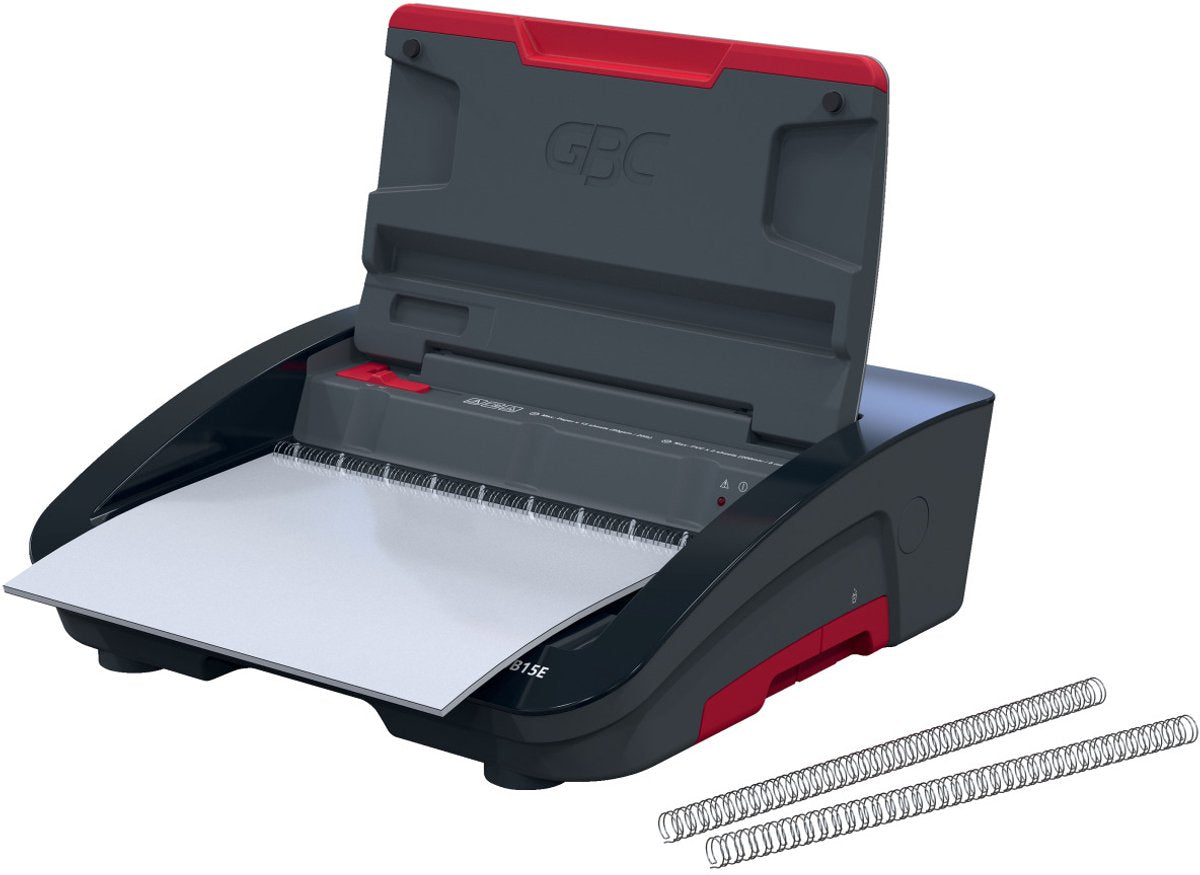 GBC Wirebind® WB15E Elektrisches Bindegerät – Spiralbindung – 125 Blatt – Schwarz Rot
