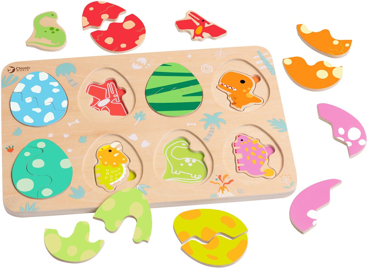 Klassische Welt -Holz -Einsatz -Puzzle Dinosaurus, 25st.