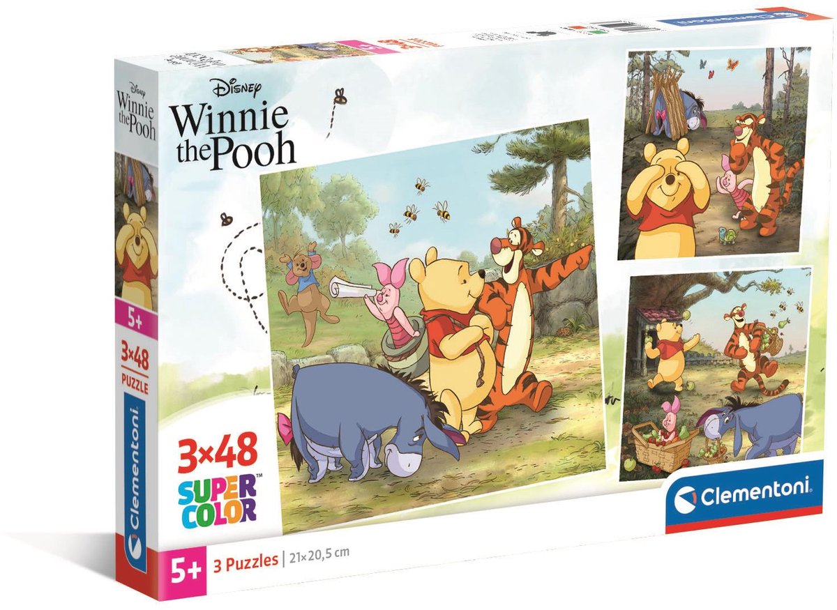 Clementoni - Puzzle - 3x48 Teile - Disney Winnie Puuh - Kinderpuzzle - ab 5 Jahren