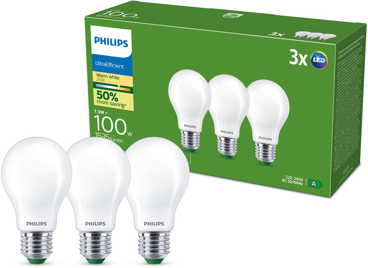 Philips Glühlampe matt 100 W A60 E27 x3