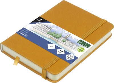 Kangaro-Skizzenbuch – A6 – Ockergelb – PU-Hardcover – mit Gummiband und Band – K-861211