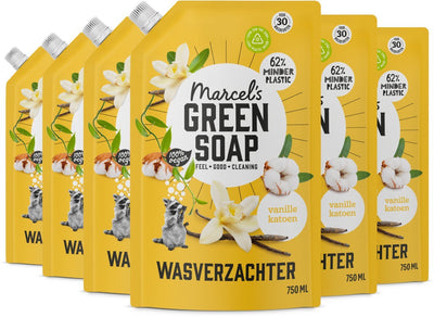 Marcel's Green Soap Weichspüler-Nachfüllung – Vanille-Baumwolle – 6 x 750 ml – 180 Wäschen