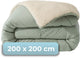 Stille. Living Hush Living – waschbare Bettdecke, zweifarbiges Design, salbeigrüner Teddy – 200 x 200 cm – 300 g/m² – inklusive passender Kissenbezüge
