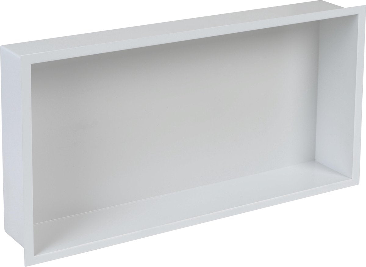 Plieger Posteingang Einbaunische - mit Flansch - Edelstahl - 60x30x7,5 cm - weiß