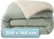 Stille. Living Hush Living – waschbare Bettdecke, zweifarbiges Design, salbeigrüner Teddy – 140 x 200 cm – 300 g/m² – inklusive passendem Kissenbezug