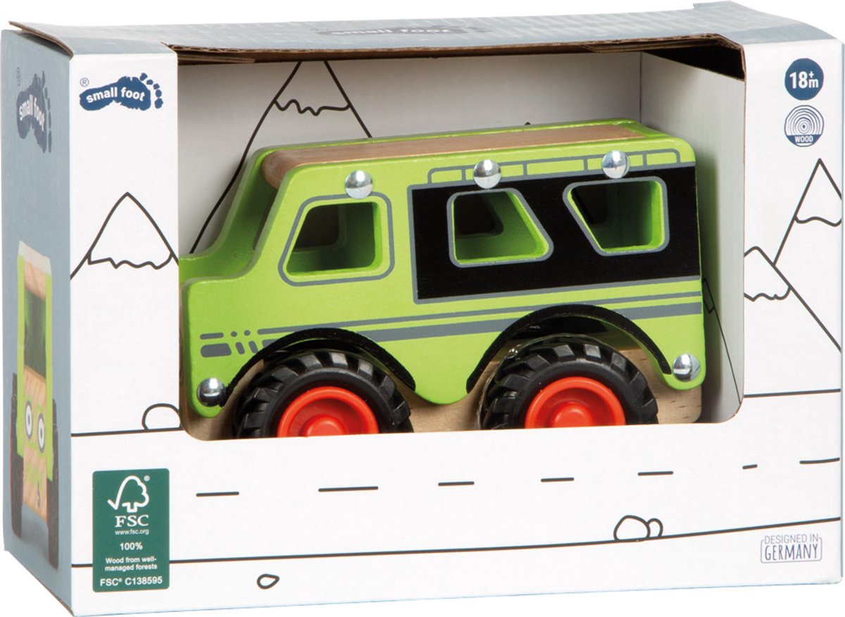 Kleiner Fuß aus Holz, Offroad-Jeep-Grün