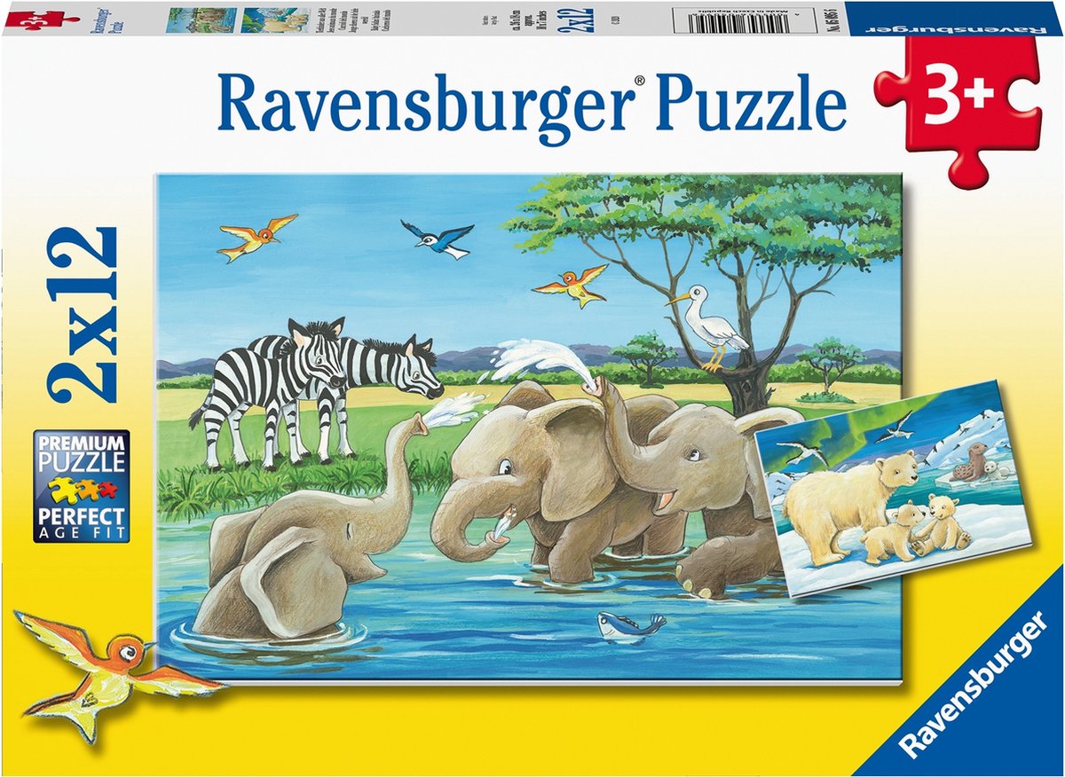 Ravensburger Puzzle junger Tiere aus der ganzen Welt, 2x12 PCs.