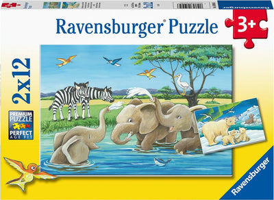 Ravensburger Puzzle junger Tiere aus der ganzen Welt, 2x12 PCs.