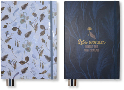 Kangaro-Notizbuch – natürliche Schönheit – 25,3 x 17,8 cm – Punktpapier – mit Gummizug und Lesebändern – 2 Stück – k-skz210009