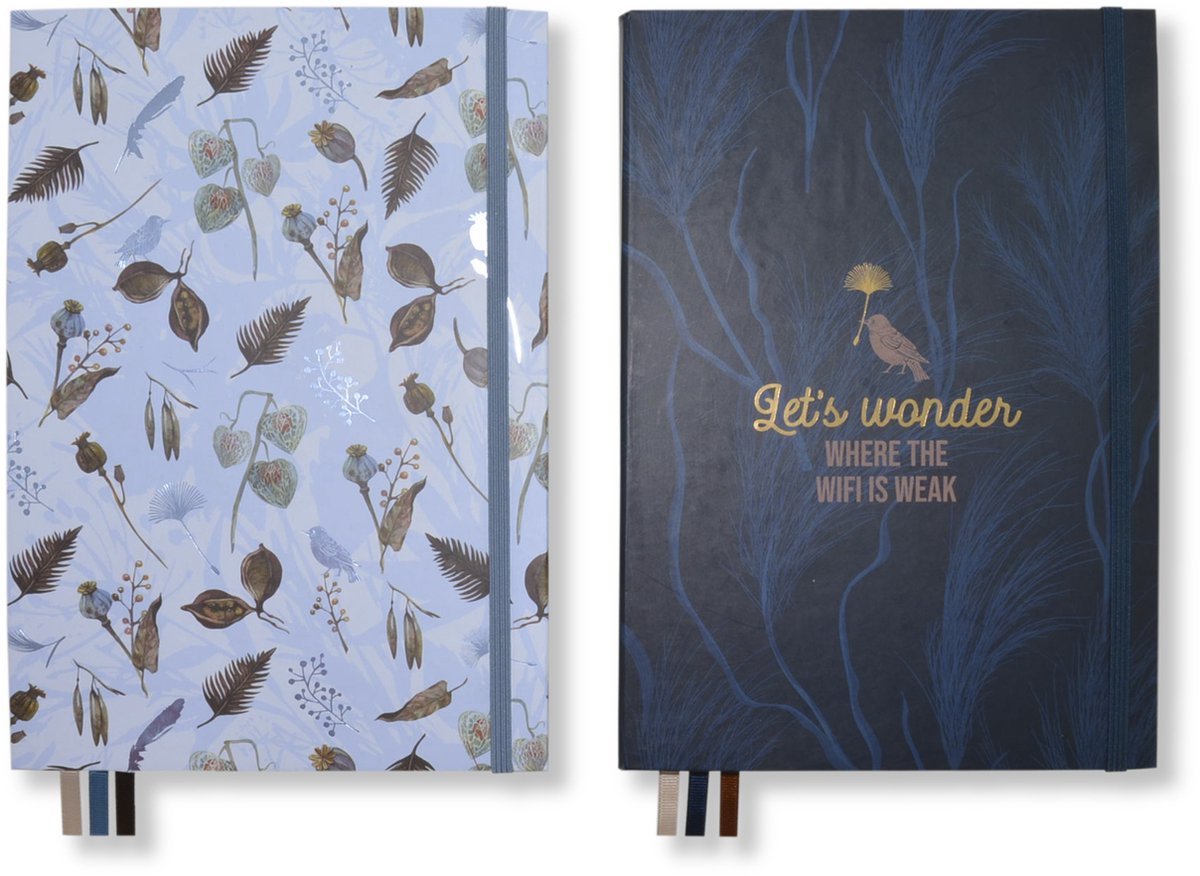 Kangaro-Notizbuch – natürliche Schönheit – 25,3 x 17,8 cm – Punktpapier – mit Gummizug und Lesebändern – 2 Stück – k-skz210009