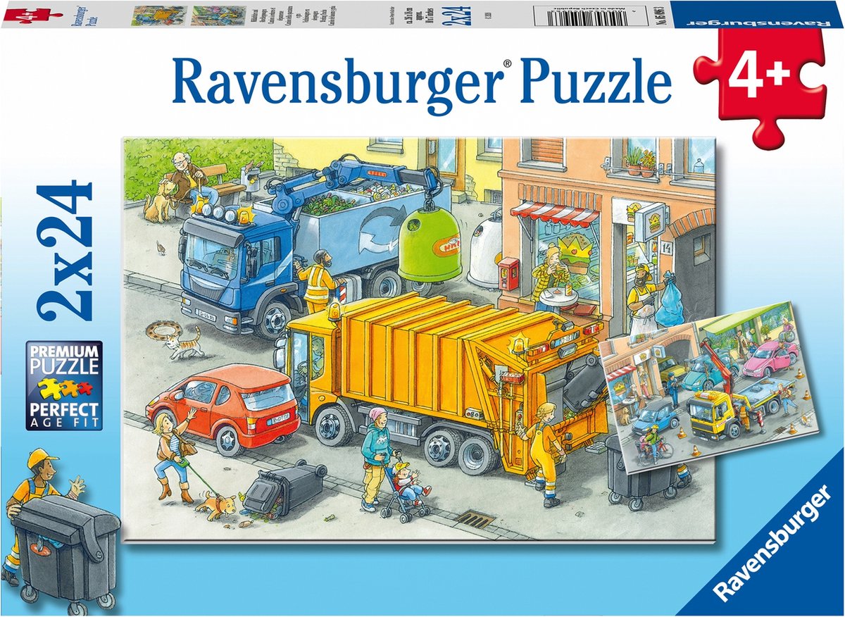 Ravensburger Jigsaw Puzzle Müllwagen und Schleppwagen, 2x24st.