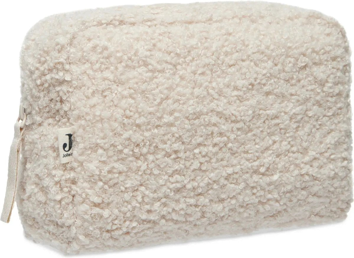 Jollein – Federmäppchen (Boucle – natur) – 100 % Polyester – Wickeltasche, Baby-Kulturbeutel – 21 x 14 cm