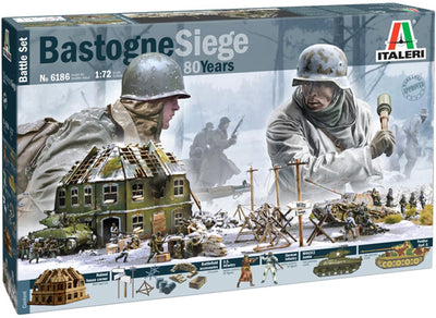 Italeri Modellbausatz Diorama – 6186 Bastogne Belagerung 80 Jahre – Diorama – Kampfset aus Kunststoff – 1:72 – Modellbau