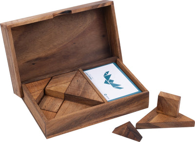 Longfield Tangram Tiere – Holzpuzzlespiel – Akazienholz – Tierformen – inklusive Aufbewahrungsbox – Engelsherz