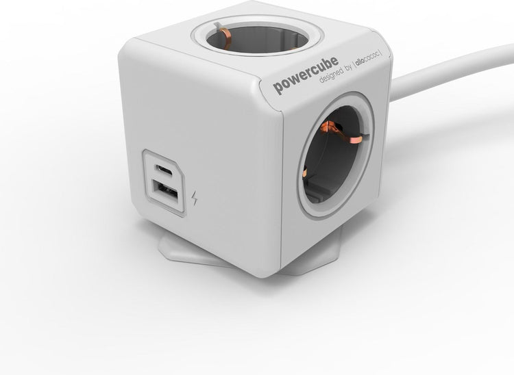 Designnest Original Powercube Extended USB A+C – Steckdosenleisten-Verlängerungskabel – 4 Steckdosen – 1,5 m Kabel – geerdet (Typ F) – mit Dockingstation