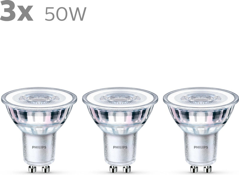 Philips LED-Energiesparstrahler – 50 W – GU10 – kaltweißes Licht – 3 Stück – Energiekosten sparen